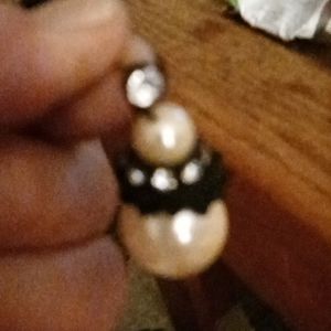 Betsey Johnson Pearl black bow earrings